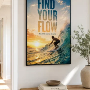 find your flow water sports poster framed 2