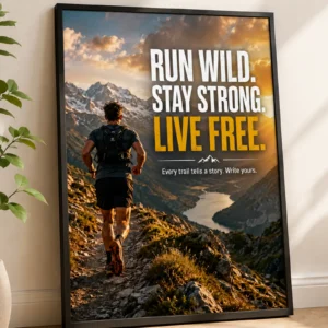 run wild stay strong live free trail running poster framed 1