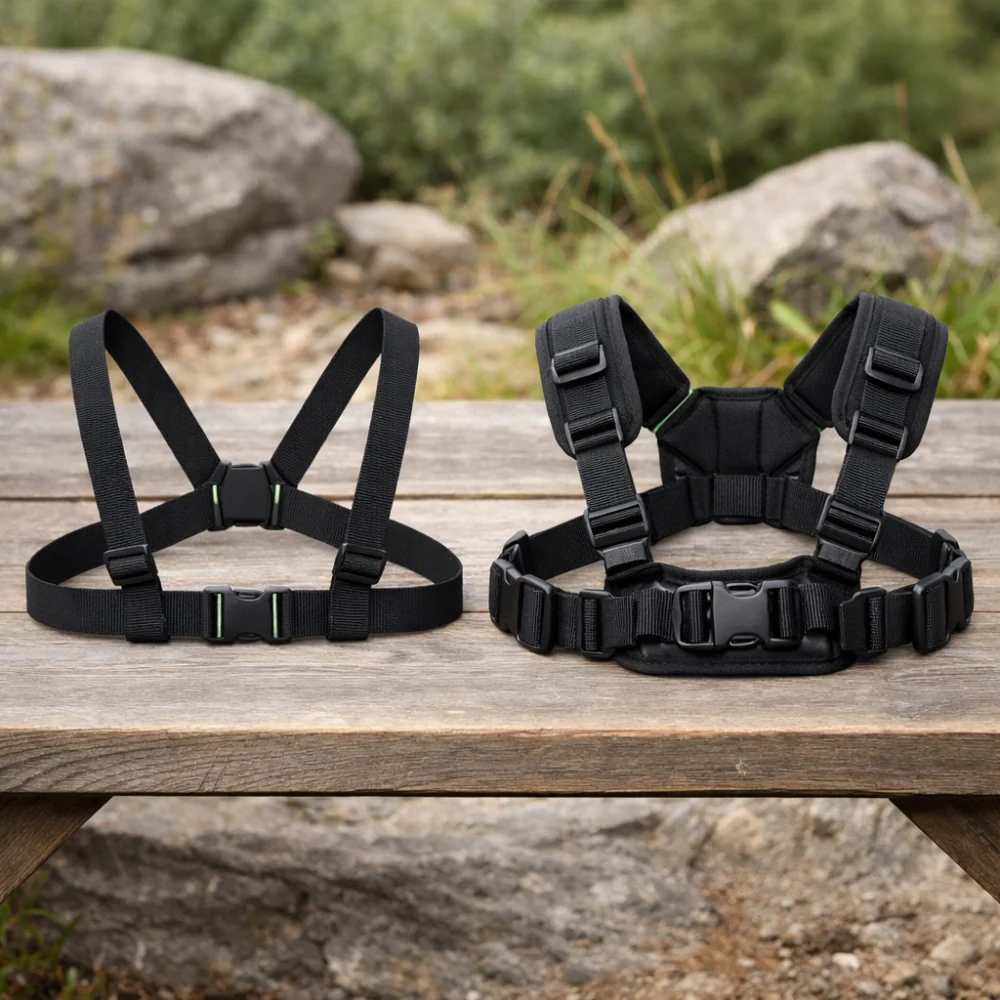 Two generic chest harness styles shown side by side for comparison.