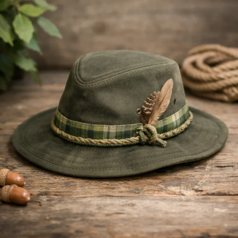 A children's country hat on a plain rustic surface