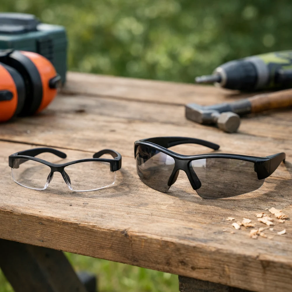 Two styles of gel blaster safety glasses shown side by side