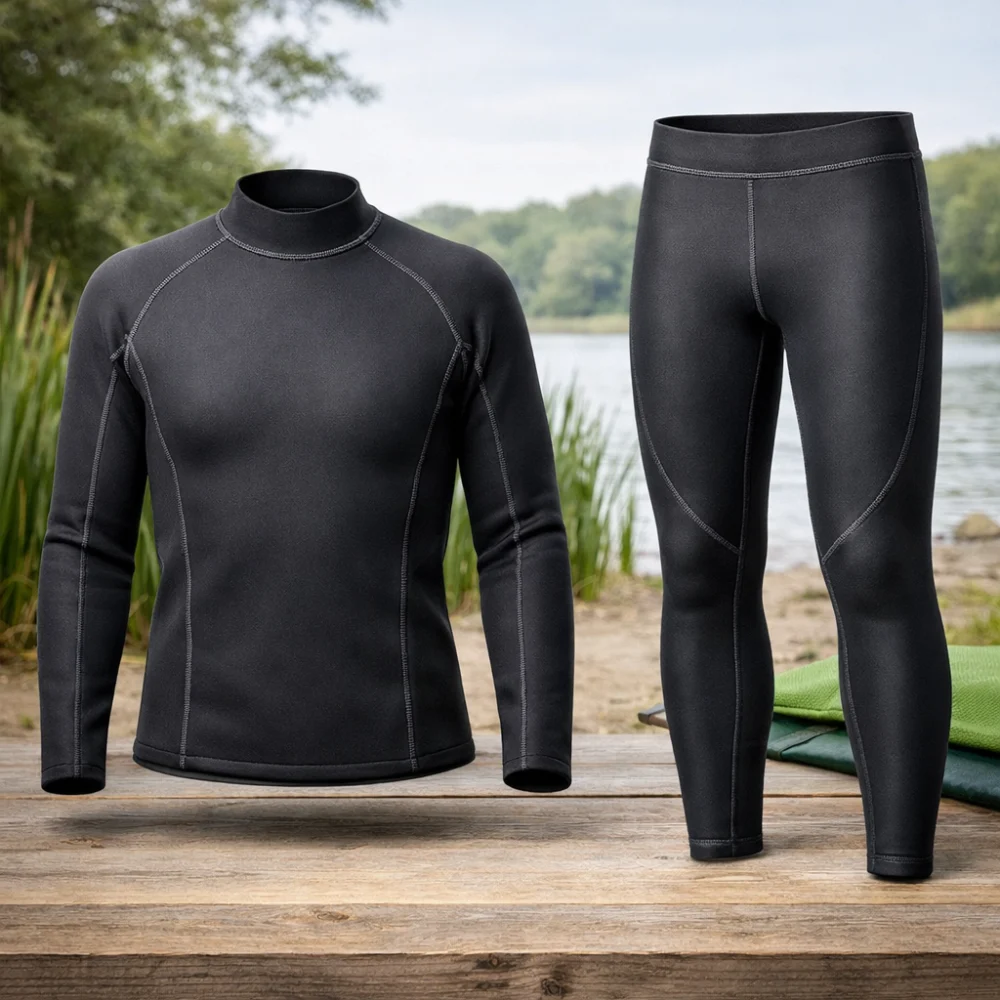 Comparison of a neoprene surf top and neoprene leggings