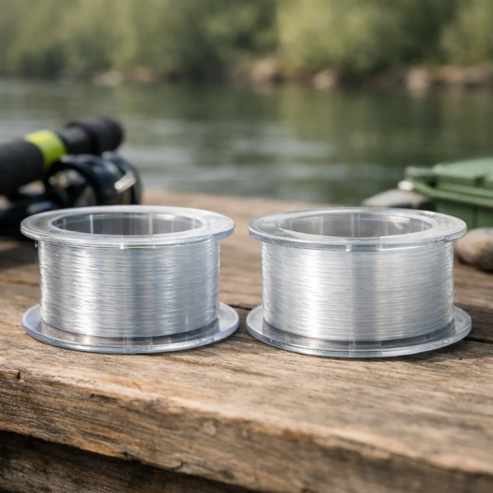 Two fishing line spools showing different line thicknesses
