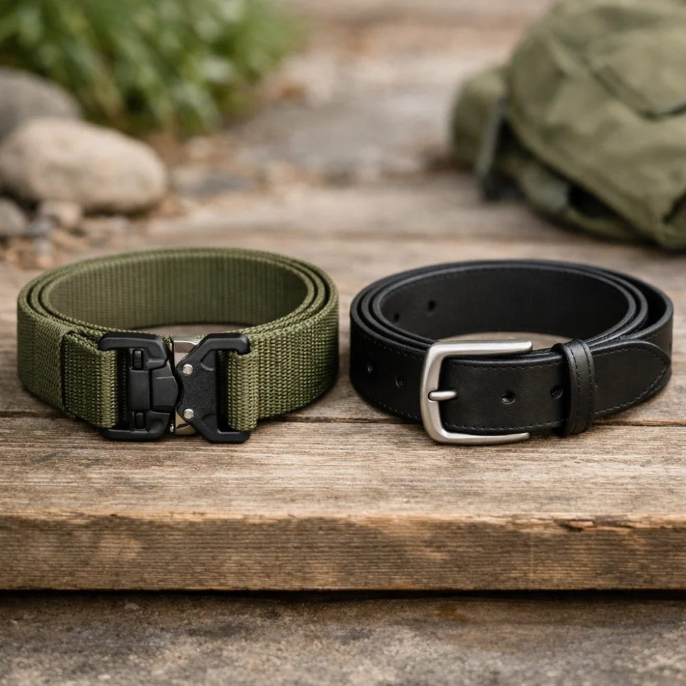 Two generic outdoor belt styles shown side by side for comparison.