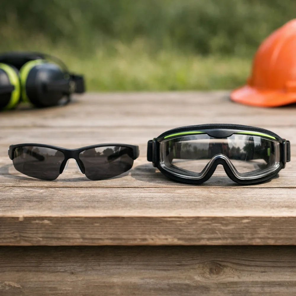 Two generic protective eyewear styles shown side by side