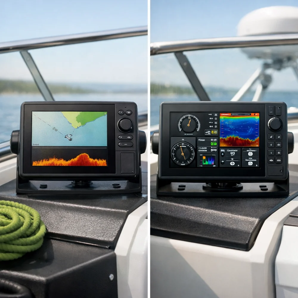 A comparison of simple and more detailed sailing instrument displays