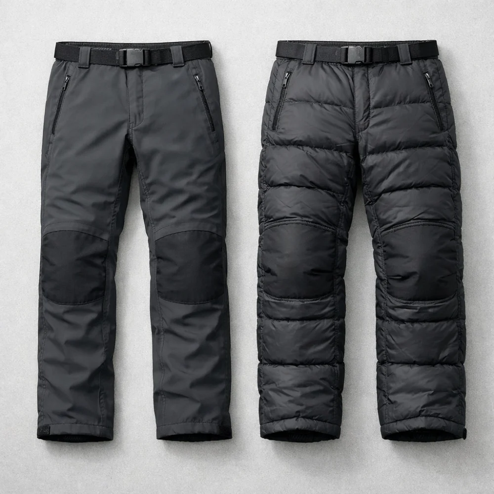 Comparison of lighter and more heavily insulated women’s trousers