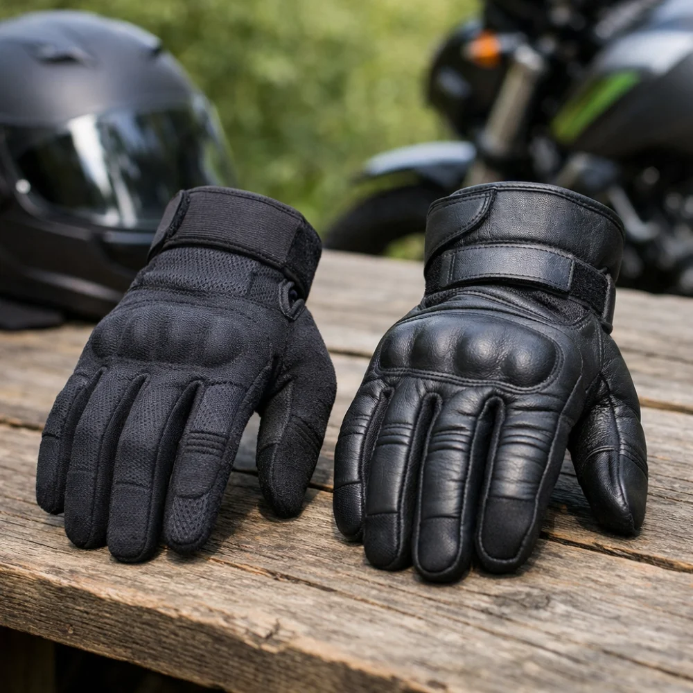 Close-up of two generic riding glove styles showing lighter and warmer options